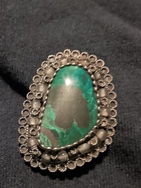 Vintage Made In Israel, Eilat Stone Brooch/Pendant. Fligaree